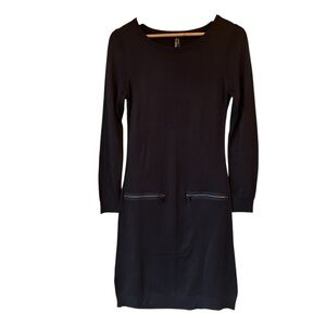 Andrew Marc New York Navy Jersey Knit Long Sleeve Dress, Small